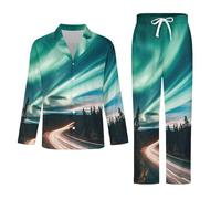 Conjunto De Pijama De Manga Larga para Hombre - Hermosa Aurora Conjunto De 2 Piezas De Top Y Pantalón para Estar En Casa Ropa De Dormir Suave De Manga Larga para Otoño E Invierno Ropa De D