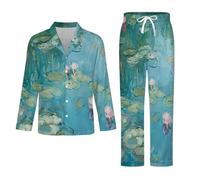 Conjunto De Pijama De Manga Larga para Hombre - Paisaje De Loto Conjunto De Pijama Informal De Invierno De Manga Larga con Top Y Pantalones 2 Piezas Holgado M