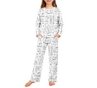 Conjunto De Pijama De Navidad Para Niños - Camisa De Manga Larga Y Pantalones Elásticos Ropa Relajante Con Patrones De Navidad Pijamas De Navidad Ropa De Dormir Cálido Para Invierno De 3 A 12 años, 01