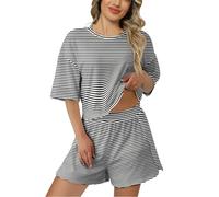Conjunto de Pijama de Verano de 2 Piezas para Mujer, Conjunto de Pijama Moderno de Manga Corta 2025 para Descansar, Conjuntos Cortos divididos 2026