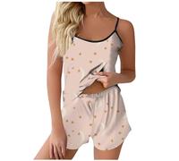 Conjunto de pijama de verano de dos piezas para mujer, diseño de estrella, negilgee, elegante, pijama corto, camiseta de tirantes de 2 piezas y pantalones cortos, traje de ocio, cómodo, suave, ropa de