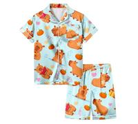Conjunto de Pijama de Verano para niñas, de Manga Corta, con Estampado de, Ropa de Juego cómoda y elástica, Ropa de Dormir Informal para niñas pequeñas de 3 a 13 años. Traje Traje De Vaquera Niña