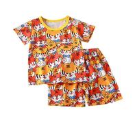 Conjunto de Pijama de Verano para niños y niñas, Camisa de Manga Corta y Pantalones Cortos, 2 uds. Trajes Tejidos