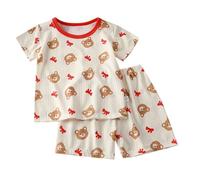 Conjunto de Pijama de Verano para niños y niñas, Camisa de Manga Corta y Pantalones Cortos, 2 uds. Trajes Tejidos Trajes De Niña De 3 Años