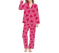 Conjunto de pijama esponjoso para mujer, pijama de manga larga para mujer, pijama cómodo para novia, conjuntos de 2 piezas, pijama de verano para mujer, ropa de dormir de talla grande, hot pink, XL