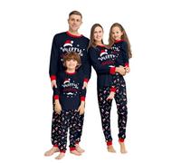 Conjunto de pijama familiar de Navidad para hombre y mujer, con letras impresas a juego, cómodo para él y ella, diseño de dibujos animados para niños y niñas, a juego, Navidad, lunes 4XL -649