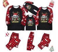 Conjunto de pijama familiar de Navidad para hombre y mujer, con letras impresas a juego, cómodo para él y ella, diseño de dibujos animados, para niños y niñas, a juego, Navidad, papá, talla M -580