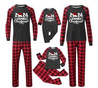Conjunto de pijama familiar de Navidad para hombre y mujer, con letras impresas a juego, cómodo para él y ella, diseño de dibujos animados para niños y niñas, a juego, Navidad, lunes L -529