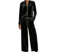 Conjunto de Pijama Femenino de Invierno de Franela Pijamas con Capucha Chándal en Terciopelo Conjunto Deportivo Pantalón de Jogging 2 Piezas Traje de Gimnasia Manga Larga