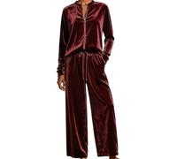Conjunto de Pijama Femenino de Invierno de Franela Pijamas con Capucha Chándal en Terciopelo Conjunto Deportivo Pantalón de Jogging 2 Piezas Traje de Gimnasia Manga Larga