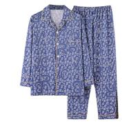 Conjunto de pijama genérico para hombre de invierno a cuadros de dos piezas, camisa de cuello Rabattu ancho y pantalones largos de terciopelo de cocooning chándal suave camisa casa Jogging muletón