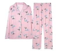 Conjunto de pijama genérico para mujer de verano, pijama para mujer, verano, talla grande, ropa de dormir para el hogar, casual pijama con bolsillos y botón, conjunto de camisa y pantalones loungewear