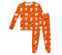 Conjunto de Pijama Halloween para niñas, Pantalones Manga Larga, Disfraz con Estampado Calabaza niñas pequeñas 2 a 8 años, Ropa Dormir cómoda Fiestas Traje De Pastor Adulto
