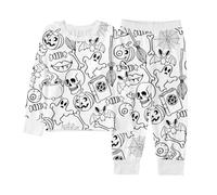 Conjunto de Pijama Halloween para niños, Camiseta Manga Larga y Pantalones con Estampados niños niñas, Ropa Dormir Unisex cómoda Uso Diario relajación en casa. Pijamas Pan