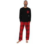 Conjunto de pijama largo a cuadros escoceses negros y rojos para hombre
