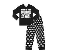 Conjunto de pijama largo de algodón para niños nacidos para jugar al fútbol forzado a ir a la escuela, Negro, 13-14 años