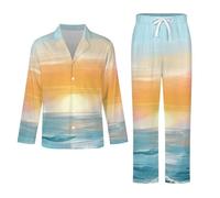 Conjunto De Pijama para Hombre -Amanecer En El Mar Ropa De Dormir para Hombre Ropa De Estar por Casa Camisetas De Manga Larga Y Pantalones Largos Traje De Otoño E Invierno. XXL
