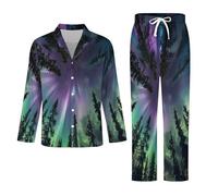 Conjunto De Pijama para Hombre -Cielo Nocturno Conjunto De Pijama Informal De Invierno De Manga Larga con Top Y Pantalones 2 Piezas Holgado M