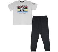 Conjunto de pijama para hombre de Harry Potter, juego de dos piezas con camiseta y pantalones de chándal, escudo de Hogwarts, tallas S, M, L, XL, XXL, tejido suave, Blanco, S