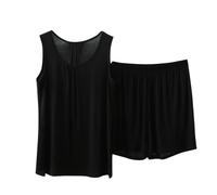 Conjunto de pijama para mujer, cuello redondo, corto, pijama de verano, traje de casa para mujer, sin mangas, camisetas de tirantes y pantalones cortos, ropa de dormir de dos piezas, tallas grandes