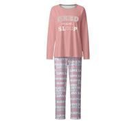 Conjunto de pijama para mujer de manga larga de algodón suave y cómodo, con estampado de letras humorísticas "Need More Sleep", traje para el hogar, Rose416, L
