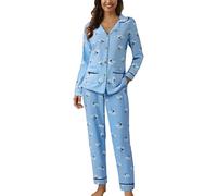Conjunto de pijama para mujer, para primavera, otoño e invierno, pantalones de manga larga, bonito cárdigan, ropa para el hogar, traje casual con estampado de botones de solapa, ropa de descanso de