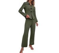 Conjunto de pijama para mujer y verano, pijama de mujer de gran tamaño, conjunto de 2 piezas pijama acanalado ropa de dormir en casa loungewear color sólido casual Homewear cómodo Pijama S-XXXL