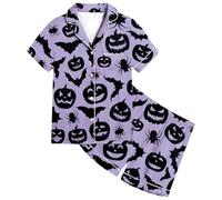 Conjunto de Pijama para niñas, Manga Corta, Pantalones Cortos, Estampado a Rayas, Ropa de Dormir Informal, diseño de de murciélago, Ropa de Dormir cómoda para niños para Primavera y Hombre Buzo
