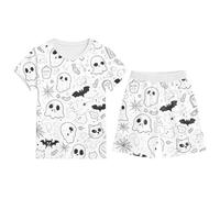 Conjunto de Pijama para niños con Estampado de Halloween, Manga Corta, Cuello Redondo, Pantalones Cortos, cómodo, Cintura elástica, Ropa Informal para Estar en casa para niños de 2 a 12 años