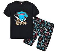 Conjunto de pijama para niños y niñas famosos de Youtuber Gamer Roaring Leopard Lighting Cat Print Pijamas para jóvenes adolescentes de 7 a 13 años, Corto, 9-10 Años