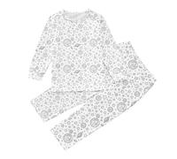 Conjunto de pijama pintado a mano para niños y niñas, lindo y divertido gorro de bebé de 2 piezas (gris, 9-10 años)
