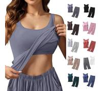 Conjunto de pijama sin mangas de pierna larga para mujer, conjunto de pijama clásico con cuello en U acolchado y parte inferior suelta, 2 piezas, trajes de verano Y2K, ligeros y cómodos, ropa de