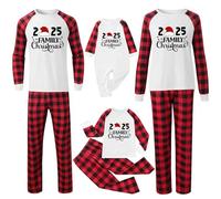 Conjunto de pijamas familiares de Navidad 2025 a juego con estampado de letras, camisas de Navidad y pantalones, pijamas, 2025 Family Christmas-red3, 4-5 Años