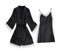 Conjunto de pijamas para mujer - Conjunto de pijama para mujer con camisón y cami, ropa interior de salón, traje de casa ancho, ropa de dormir sexy de dos piezas, cómodo pijama para mujer, ropa de