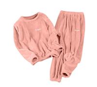 Conjunto de Pijamas para Mujer de Manga Larga de Forro Polar - Conjuntos de Pijamas para Mujer de Manga Larga de Invierno Cálidos Pjs - Pijamas Cómodos Ropa de Dormir Conjunto de 2 Piezas Trajes de