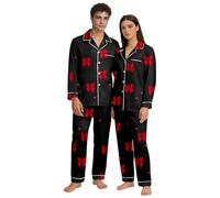 Conjunto de Pijamas para Mujer Estilo Atractivo con Estampado de Corazones en Flores Camiseta y Pantalón de Manga Larga Ropa Cómoda para Dormir y Descansar Ligereza para Soñar