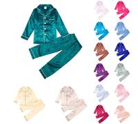Conjunto de Pijamas para Niños Ropa de Casa de Seda para Niños y Niñas Conjunto de Pijamas de Seda de Hielo para Bebés para Grandes