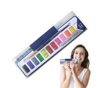 Conjunto de pintura acuarela - Kit de pintura portátil, paleta de colores brillantes | de acuarela compacta con pincel, kit de suministros de arte de viaje, actividades creativas para niños