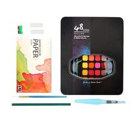 Conjunto de pintura de colores de agua para niños, pintura de acuarela para adolescentes - 48 colores Solid Sketching Pastels Set | Paleta de dibujo, kit de arte de viaje, suministros de pintura para