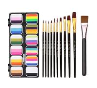 Conjunto de pintura facial para - Kit de pintura lavable en 12 colores y pintura corporal | Paleta de en seguro para niñas y niños, suministros artísticos creativos para el
