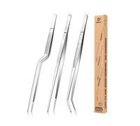 Conjunto de pinzas de cocina fina de 10 pulgadas, pinzas de comida de acero inoxidable profesional, chef negro para cocina, galvanoplastia, decoración y barbacoa