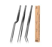 Conjunto de pinzas de cocina fina de 10 pulgadas, pinzas de comida de acero inoxidable profesional, chef negro para cocina, galvanoplastia, decoración y barbacoa