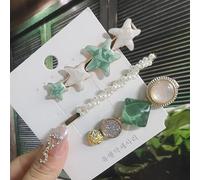Conjunto De Pinzas Para El Cabello Geométricas Acrílicas, Pasadores Para El Cabello Con Flores De Perlas Dulces Para Mujeres Y Niñas, Accesorios Para El Cabello De Cristal Con Sonrisa