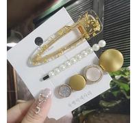 Conjunto De Pinzas Para El Cabello Geométricas Acrílicas, Pasadores Para El Cabello Con Flores De Perlas Dulces Para Mujeres Y Niñas, Accesorios Para El Cabello De Cristal Con Sonrisa