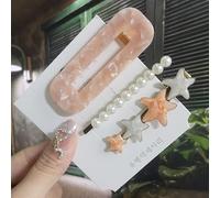 Conjunto De Pinzas Para El Cabello Geométricas Acrílicas, Pasadores Para El Cabello Con Flores De Perlas Dulces Para Mujeres Y Niñas, Accesorios Para El Cabello De Cristal Con Sonrisa