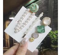 Conjunto De Pinzas Para El Cabello Geométricas Acrílicas, Pasadores Para El Cabello Con Flores De Perlas Dulces Para Mujeres Y Niñas, Accesorios Para El Cabello De Cristal Con Sonrisa