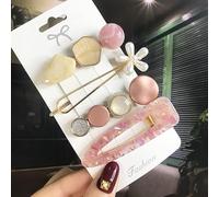 Conjunto De Pinzas Para El Cabello Vintage Para Mujer, Pasador De Pelo De Cristal Con Perlas Geométricas Acrílicas Para Niña, Accesorios Para El Cabello De Lentejuelas Con Sonrisa De Flor Mate
