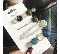Conjunto De Pinzas Para El Cabello Vintage Para Mujer, Pasador De Pelo De Cristal Con Perlas Geométricas Acrílicas Para Niña, Accesorios Para El Cabello De Lentejuelas Con Sonrisa De Flor Mate