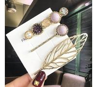 Conjunto De Pinzas Para El Cabello Vintage Para Mujer, Pasador De Pelo De Cristal Con Perlas Geométricas Acrílicas Para Niña, Accesorios Para El Cabello De Lentejuelas Con Sonrisa De Flor Mate