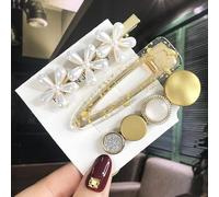 Conjunto De Pinzas Para El Cabello Vintage Para Mujer, Pasador De Pelo De Cristal Con Perlas Geométricas Acrílicas Para Niña, Accesorios Para El Cabello De Lentejuelas Con Sonrisa De Flor Mate